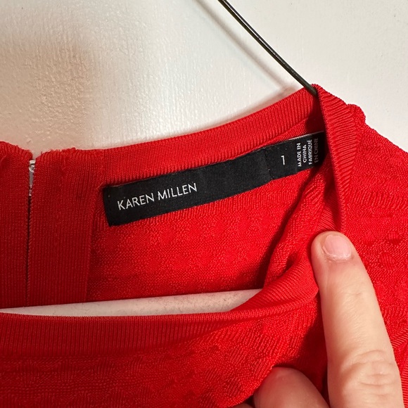 Cherry red Karen Millen textured knit shell - size 1 (US size 0) - Picture 2 of 3